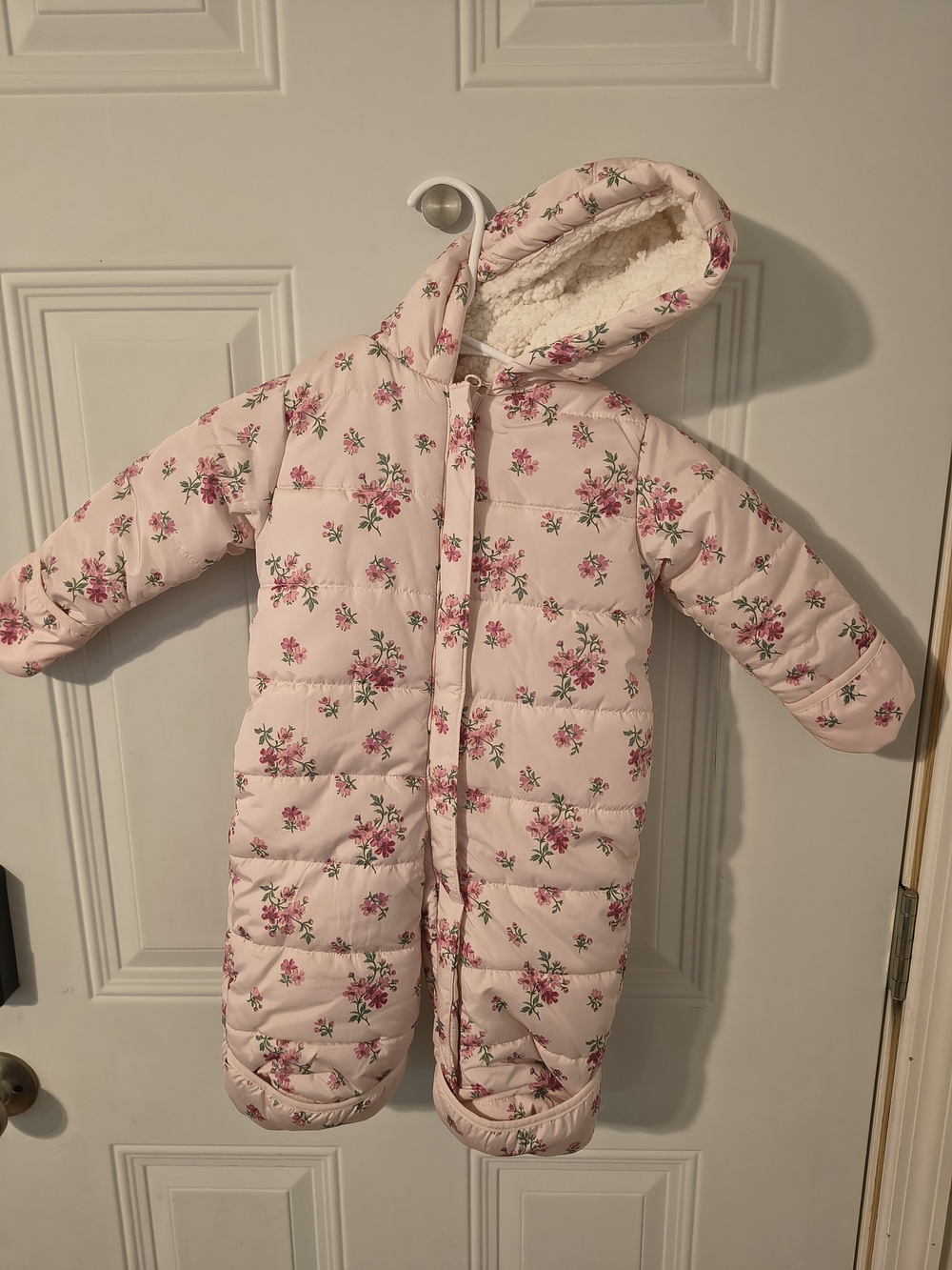 Pink Floral Hooded Baby Bunting Snowsuit